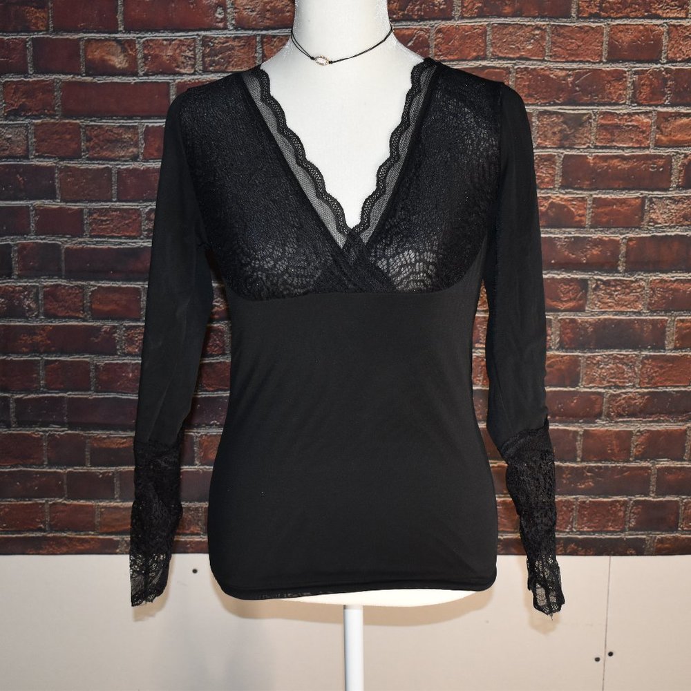 Black Lace Thermal Shirt